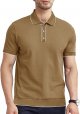 Men's Knit Polo Shirts Cotton Short Sleeve Casual   Vintage Shirts with 3 Buttons