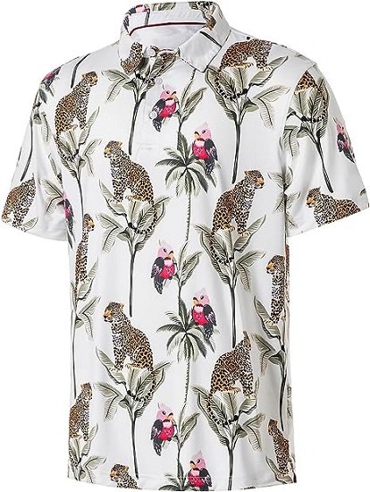 Mens Funny Print Golf Polo Shirts for Men Lightweight Dry Fit Quick Dry Polos