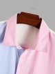 Men's Colorblock Button Down Short Sleeve Pocket Front Shirt Tops