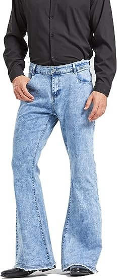 Men's Relaxed Vintage  Bell Bottom Pants Stretch Comfort Flared Retro Leg Disco Denim Jeans