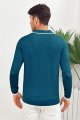 Mens Polo Sweater Long Sleeve Knitted Slim Fit Pullover V-Neck Casual Striped Knitwear Tops