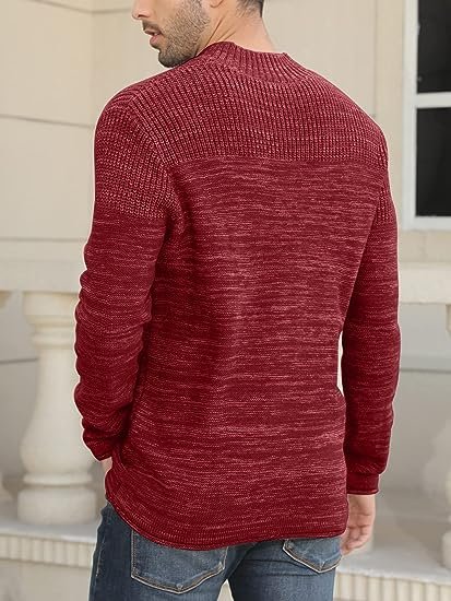 Men's Quarter-Zip Sweater Autumn Winter Thicken Knitted Pullover Polo Sweaters